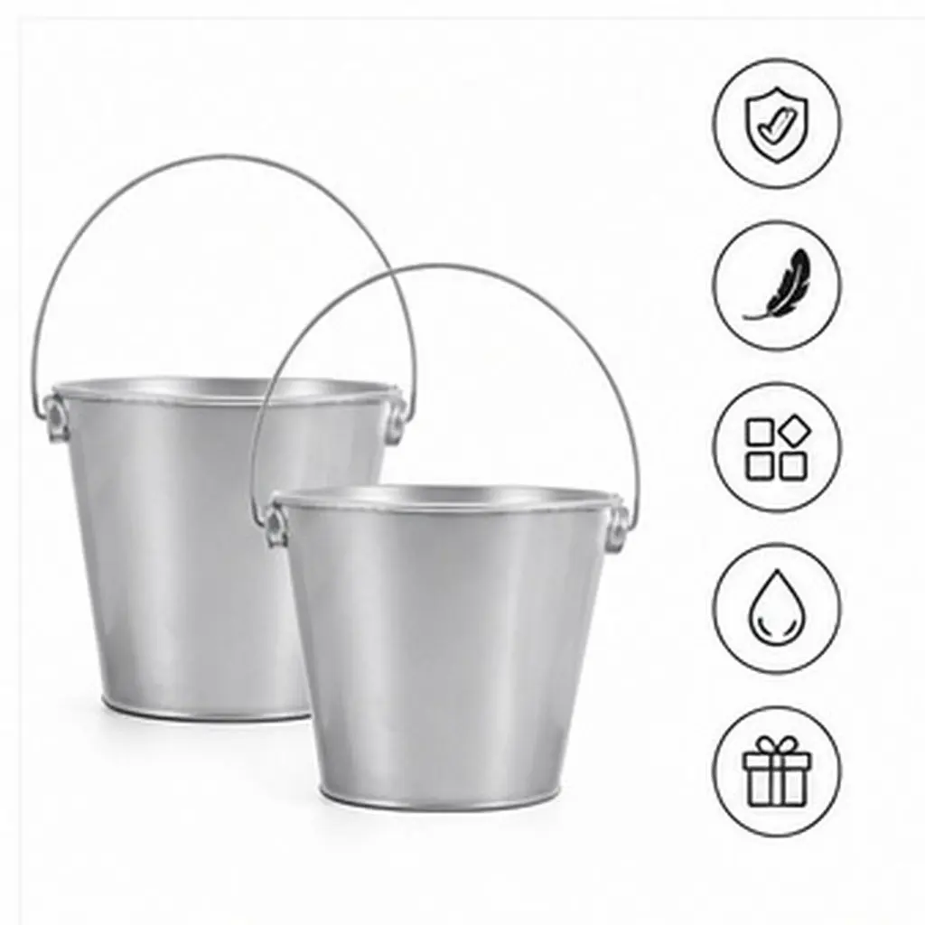 2Pcs Compact Round Iron Flower Bucket Simple Design for Planting Storage Desktop Photo Prop Garden Decor Small Metal Flowerpot