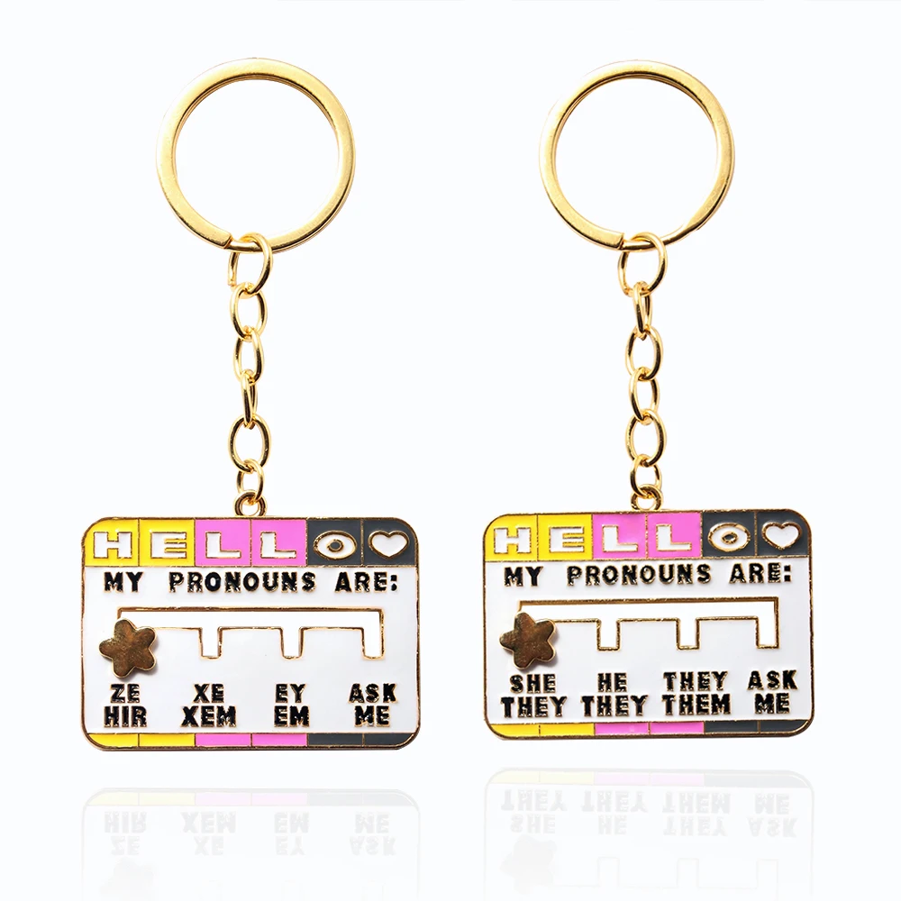 Creative Pronoun Slider Keychain Interactive Decoration Tracker Star Pointer Pendant Keyring Accessories Fashion Jewelry Gifts