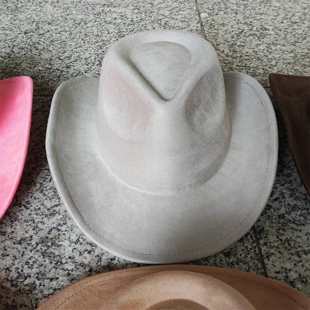 Klassiek Suède 7,5 cm Western Cowboy Dames Fedora Hoed Heren Kerk Jazz Hoed Mode Reizen Feesthoed Denim Hoed 2025