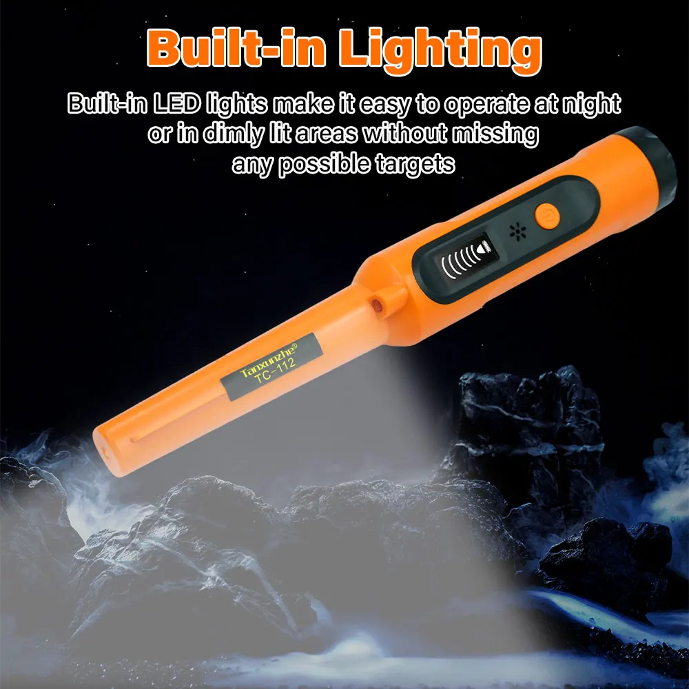 Handheld Metal Detector TC-112 Waterproof Pinpointer with 360° Side Scan Tech for Outdoor Treasure Hunting Gold Search