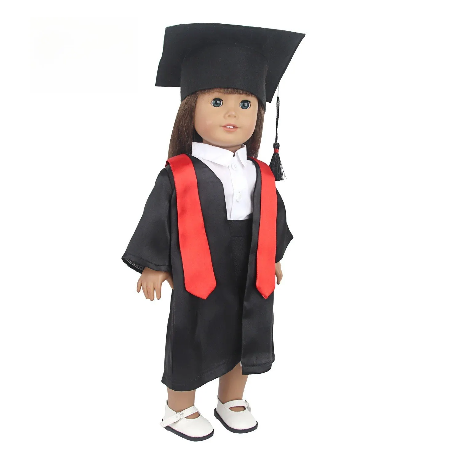 ملابس دمى مقاس 18 بوصة، قبعة دكتوراه، زي طالب التخرج