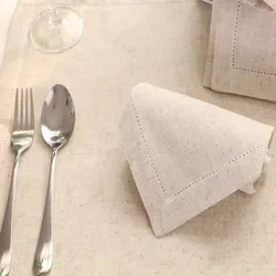 Linen natural tablecloth, white cotton tablecloth, restaurant napkin set, table decoration 6-piece set