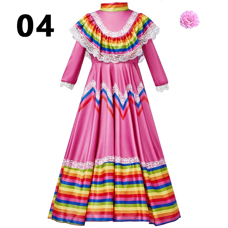 Traditional Folk Mexican Stage Performance Dress Girls Spain Flamenco Costume Mexican Festival Celebration Big Swing Dance Dress