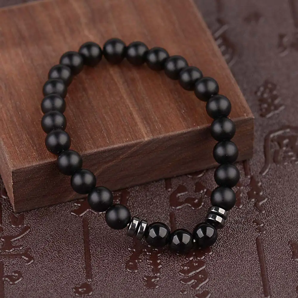 Buddha Prayer Fashion Matte Stretch Accessories Black Tourmaline Beaded Bracelets Yoga Bracelet Jewelry Bracelets