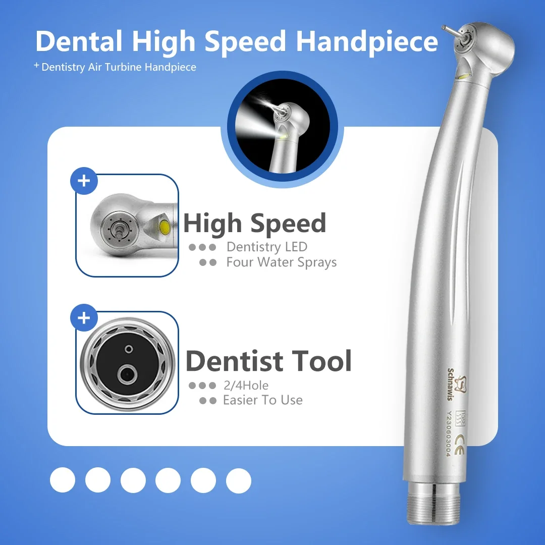 New Dental High Speed Handpiece 2/4Hole LED Dentistry Air Turbine Handpiece with Four Water Sprays Handpiece Dentist Tool Engine