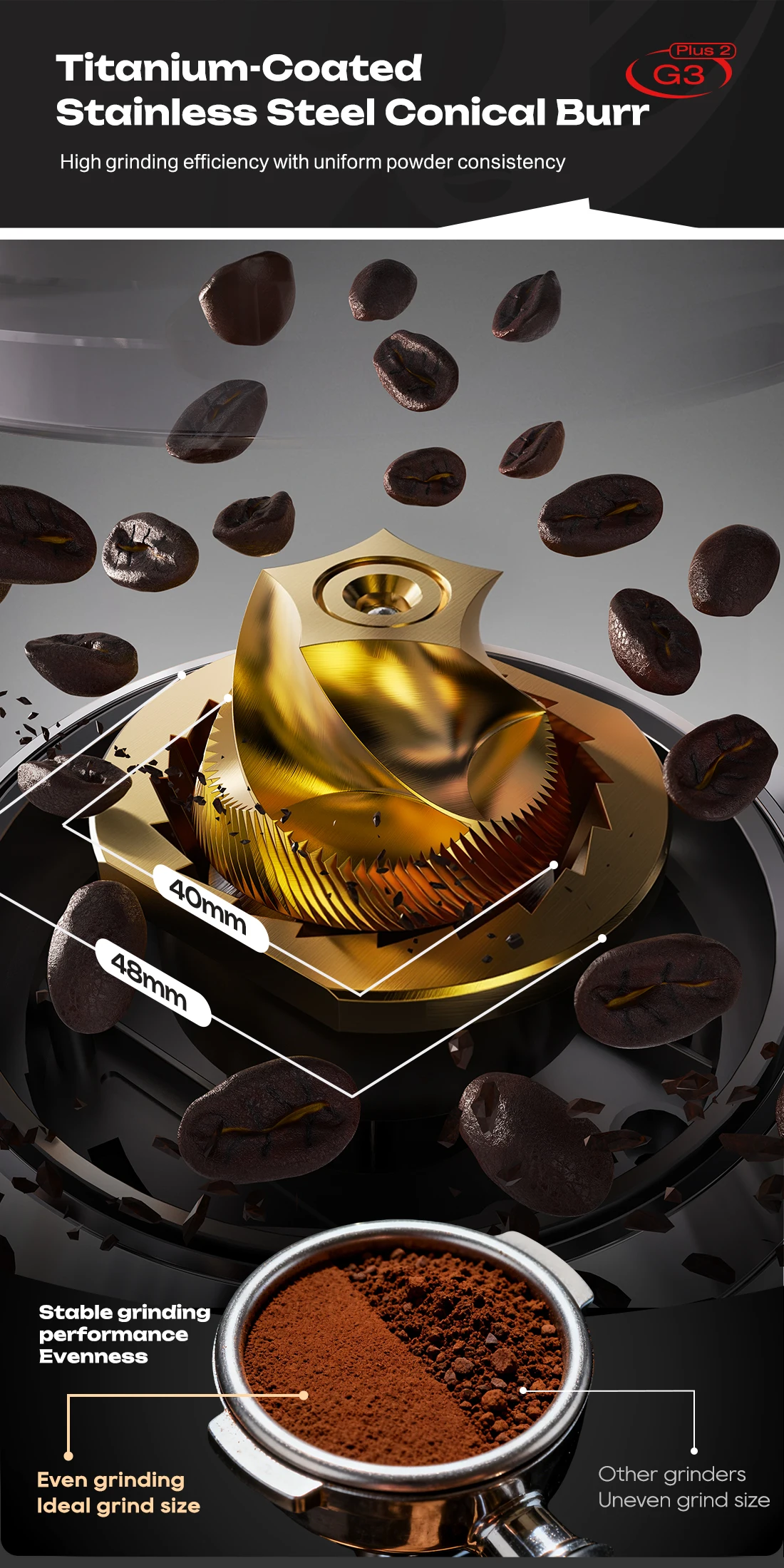 HiBREW G3 Plus 48mm Konische Mahlscheiben Elektrische Kaffeemühle Kompakte Tragbare Kaffeebohnenmühle für Espresso und Türkischen Kaffee – Detail 28