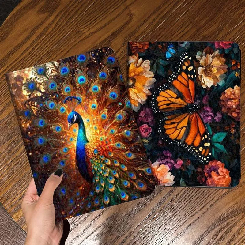 

Чехол-книжка для iPad Pro Air Mini 2 3 4 5 6 7 (6-го, 7-го, 10-го, 11-го поколений), 10.2, 9.7, 10.5, 11 дюймов, с рисунком «Павлин-бабочка», подарок