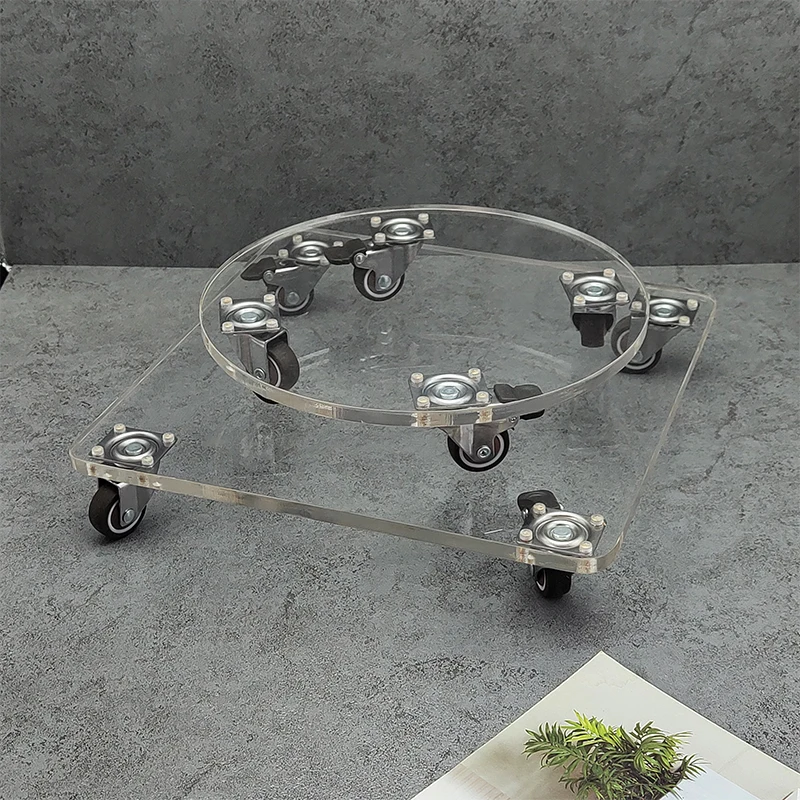 

Clear Acrylic Plant Tray Multi-Functional Rolling Base Universal Size Plant Pot Tray for Indoor Kitchen Moisture-proof Bracket