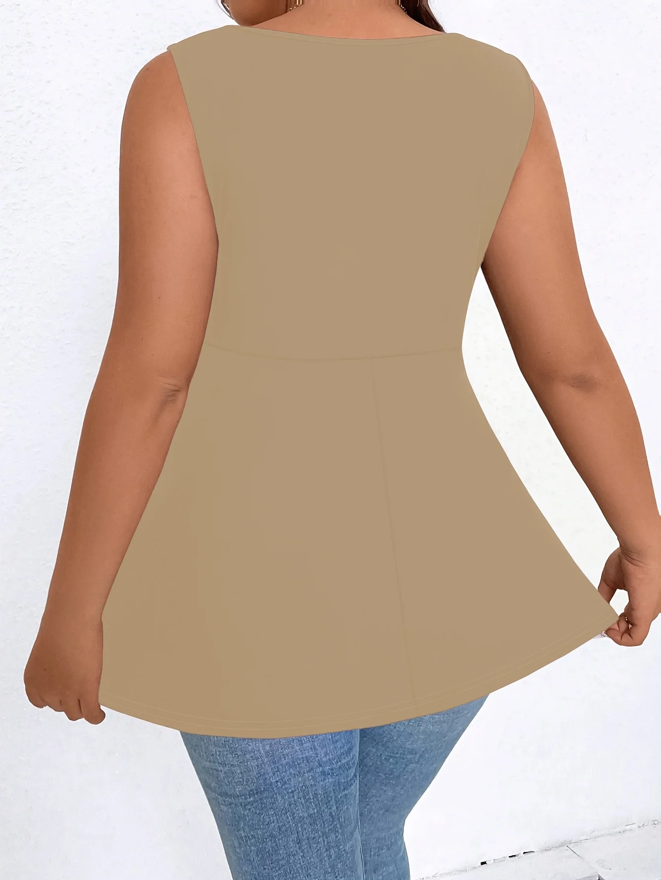 Elegantes Plus-Size-Oberteil für Damen mit quadratischem Ausschnitt und Raffungen für mühelosen Stil – Detail 23