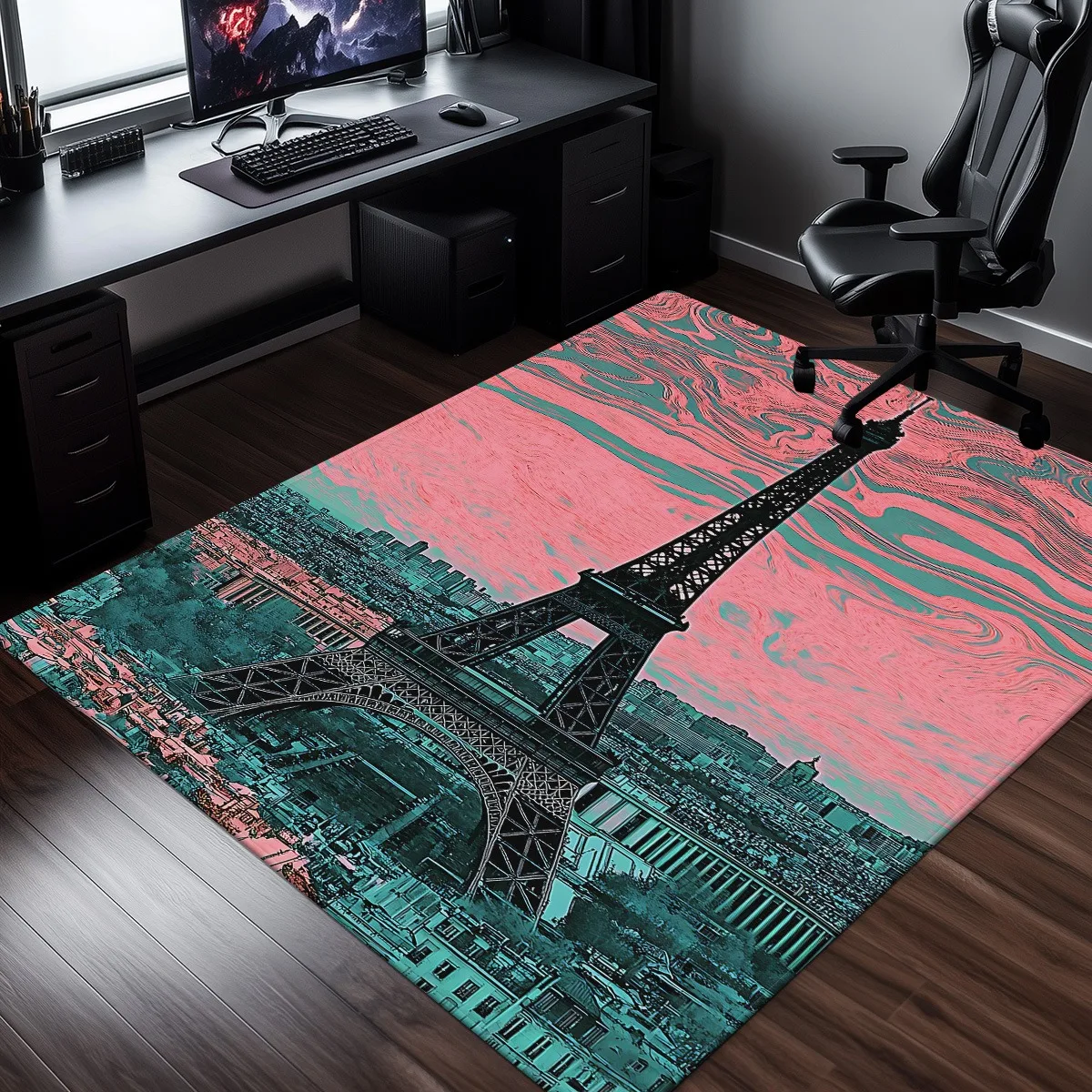 Home Textiles Paris - Crystal Velvet Rug Eiffel Tower Paris