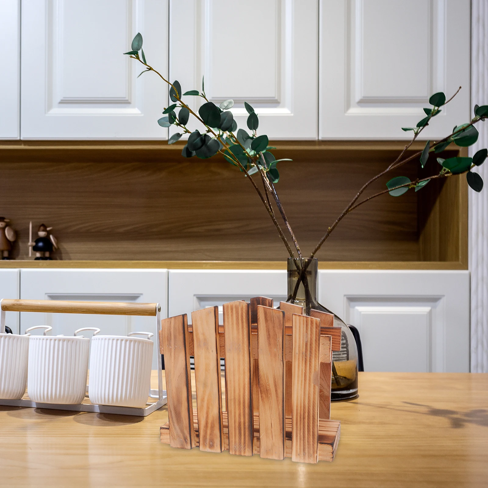 

Wooden Napkin Stand Kitchen Holder Desktop Farmhouse Paper Towel Beverage Dining Room Table Decor