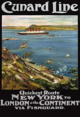 

Cunard Line Quickest Route Theme Metal Tin Sign 8x12 Inch Home Kitchen Travel Decor Retro Tin Sign