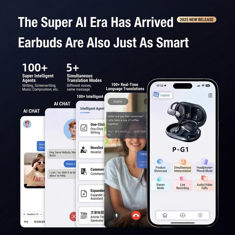 Monoise P-G1 AI Voice Assistant Earbuds Open Ear Wireless Bluetooth…