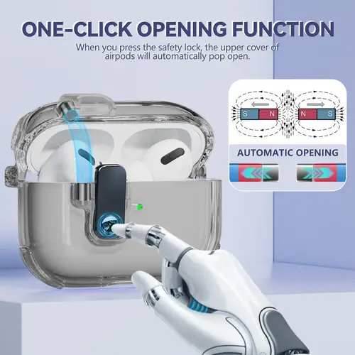 Imagen 2 del producto Para Apple Airpods Pro 3 funda 2025 transparente con bloqueo automático con Kit de limpieza para Airpods Pro 3 Gen para Airpods Pro 3 funda