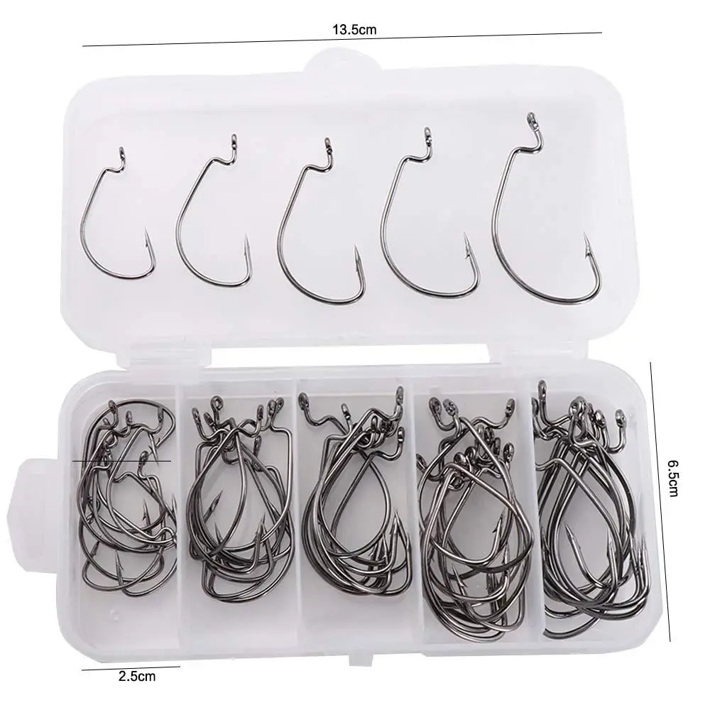 

Steel 50pcs/pack with Box Carp Fishing 2#1#1/0#2/0#3/0# Wide Crank Fishing Hooks Offset Fishhook Barbed Hooks Fishing Hooks