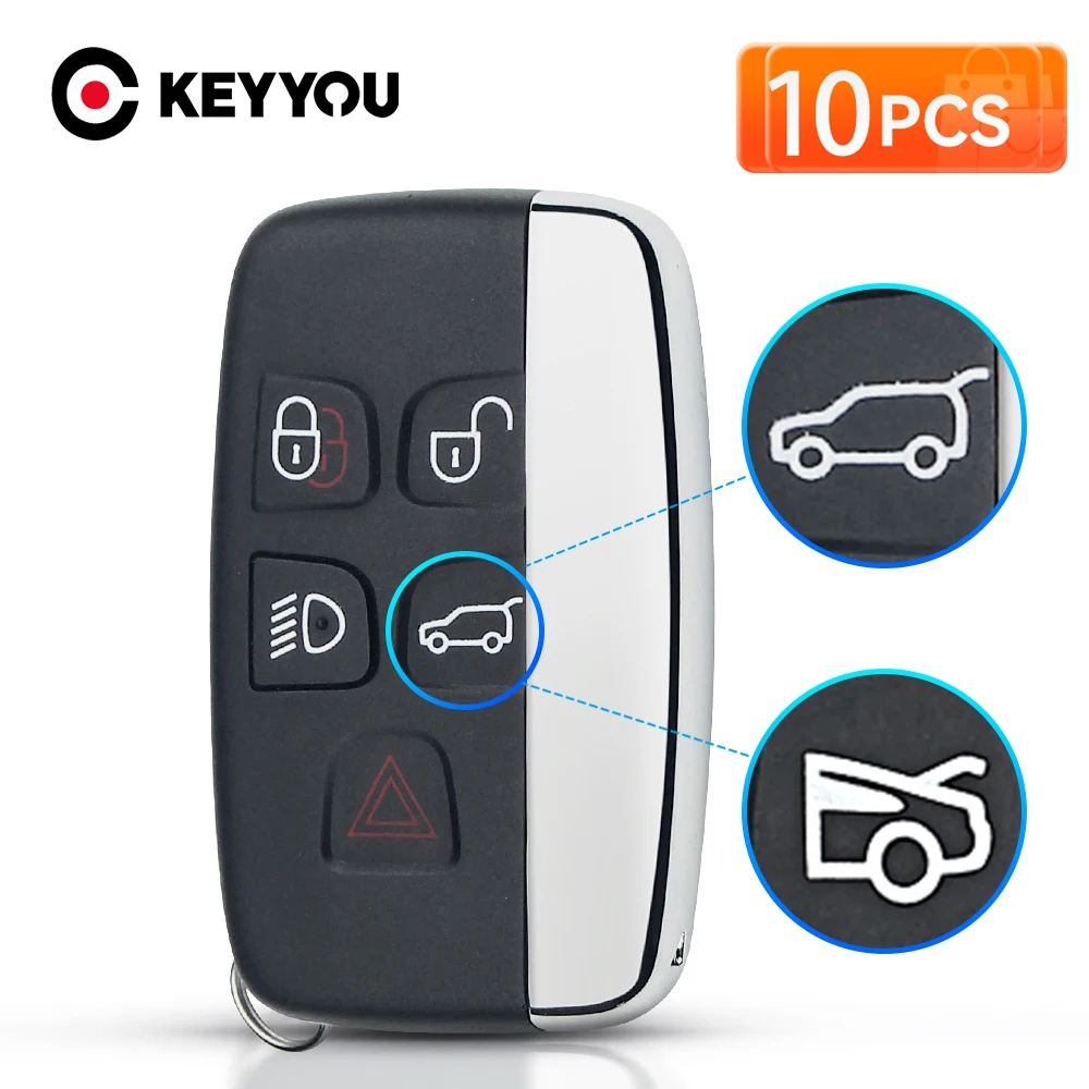 

KEYYOU 10PCS NEW For Land Rover Range Rover Sport Evoque Discovery 4 For Jaguar Freelander XFL XE XJ Car Key Shell 5 Buttons