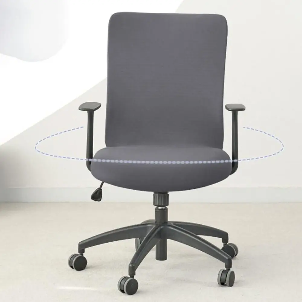 Polyester Fiber Computer Chair Covers Solid Color All-Wrap Office Chair Cover Washable Removable Armchair Cover Dining Room