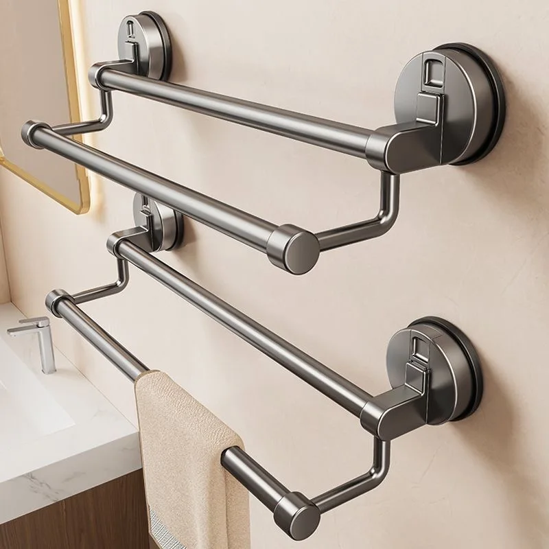 

Suction Cup Bathroom Hand Towel Rack Holder Wall Mount No Drill 30/40/50cm Towel Bar Double Bar 2 Tier Apartment Space Saving