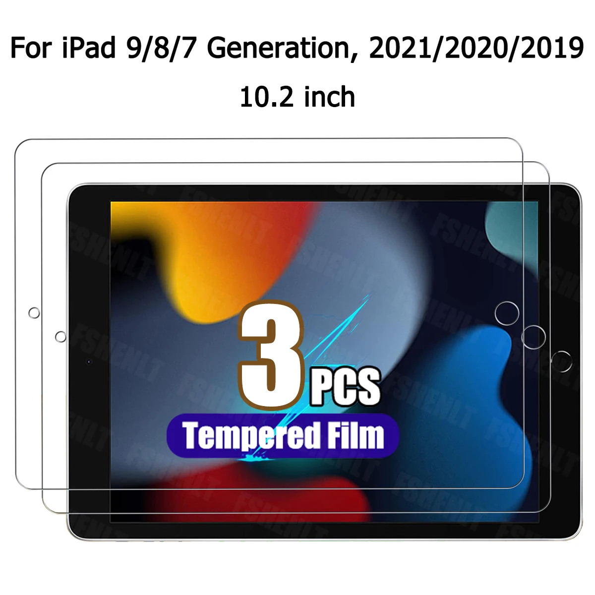 For iPad 9th 8th 7th Gen Screen Protector 10.2 inch 2021 2020 2019 Anti-scratch Anti-fingerprint Bubblefree Tempered Glass Flim