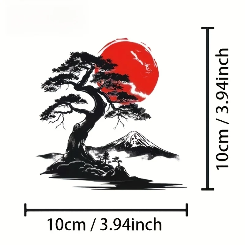 Japanese Bonsai Fuji Mountain Vinyl Decal Anime Style Sticker Waterproof Scratch Resistant Car Window Laptop Exterior Decor