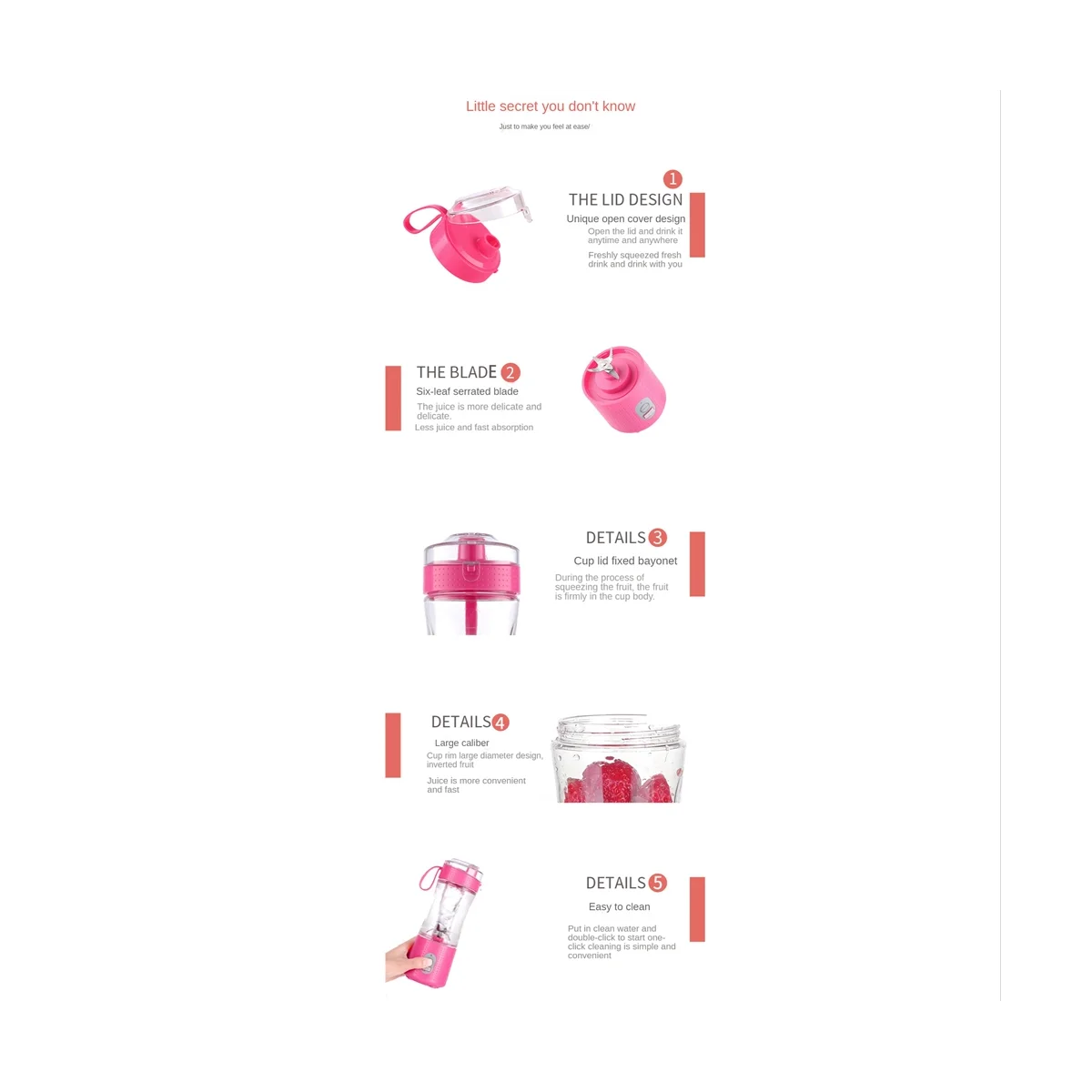 خلاط محمول 380 مل للعصائر والمخفوقات، خلاط صغير 4000 مللي أمبير في الساعة والسفر-Blue-ABLM