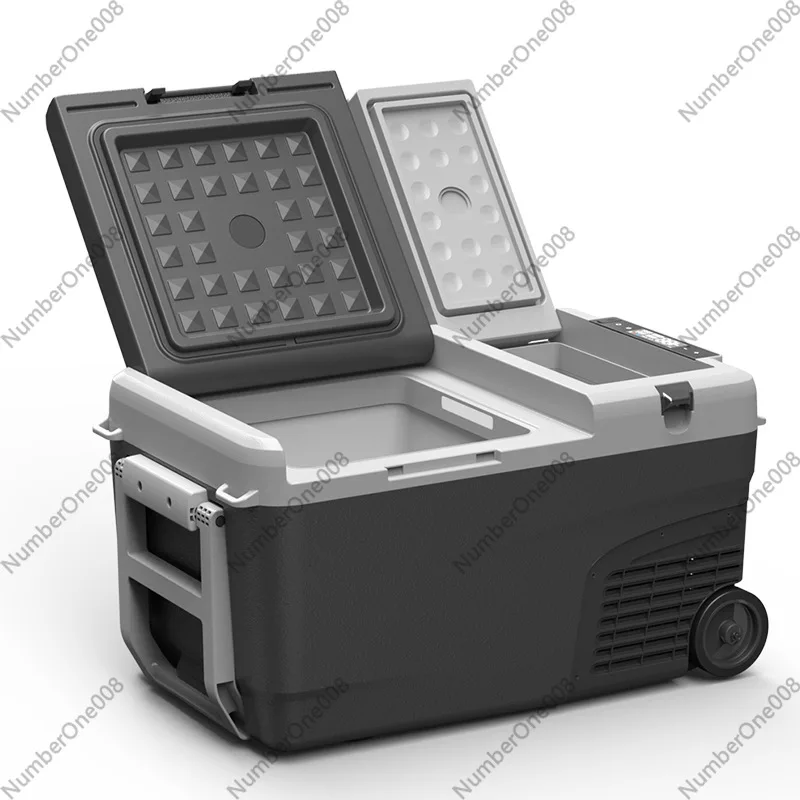 

Портативный мини-холодильник 220В/12В с колесами, двумя зонами охлаждения, питанием от USB, аккумулятора и солнечной батареи, автомобильный холодильник