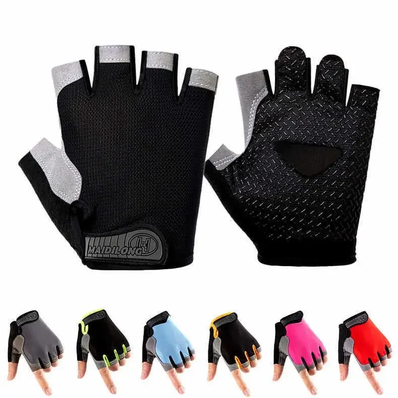 Guantes de ciclismo para hombre y mujer, Manoplas sin dedos para levantamiento de pesas, gimnasio, Bmx, Mtb, accesorios de bicicleta