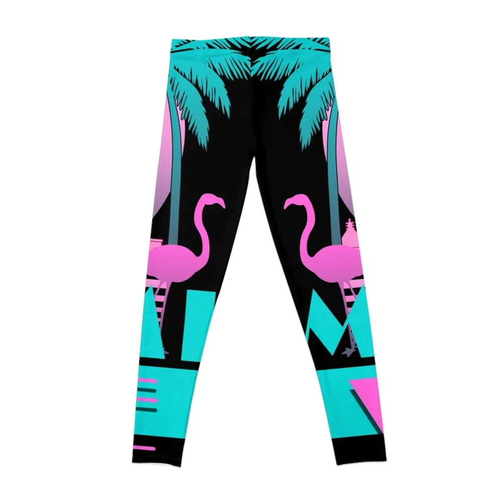 Miami Vice - Retro 80s Design Leggings active wear Women's gym Fitness woman Fitness's gym clothes Womens Leggings