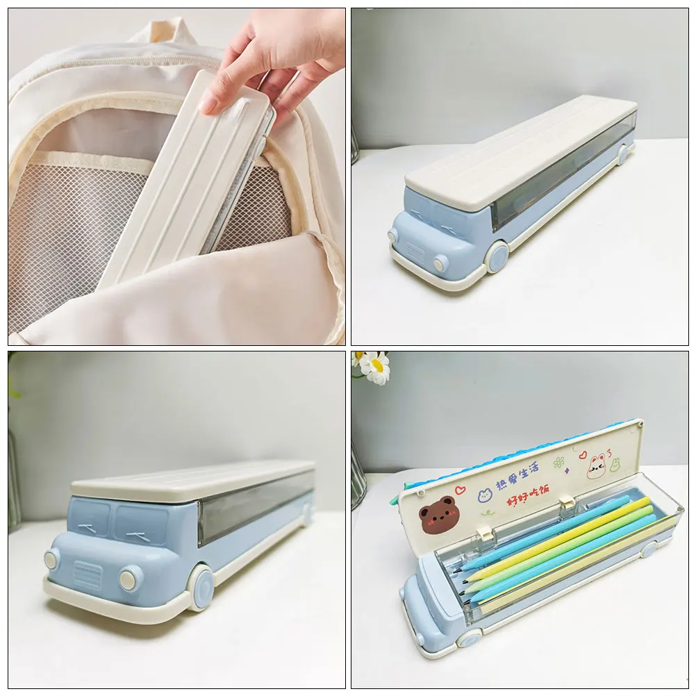

Double Layer Pencil Case Back to School Envelope Holder Bracket Multifunction Abs Large Capacity
