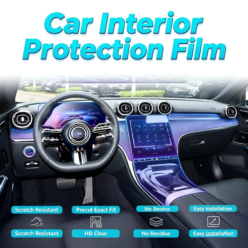For 22-24 Mercedes-Benz C-Class C260L/200L Interior Film Anti-scratch Soft Film for Center Console and Instrument Screen