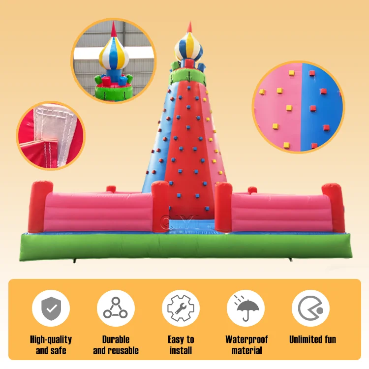 Outdoor Commercial Inflatable Rock Climbing Wall & Tower for Kids Adults Customizable Size Color Easy Setuppromote sales