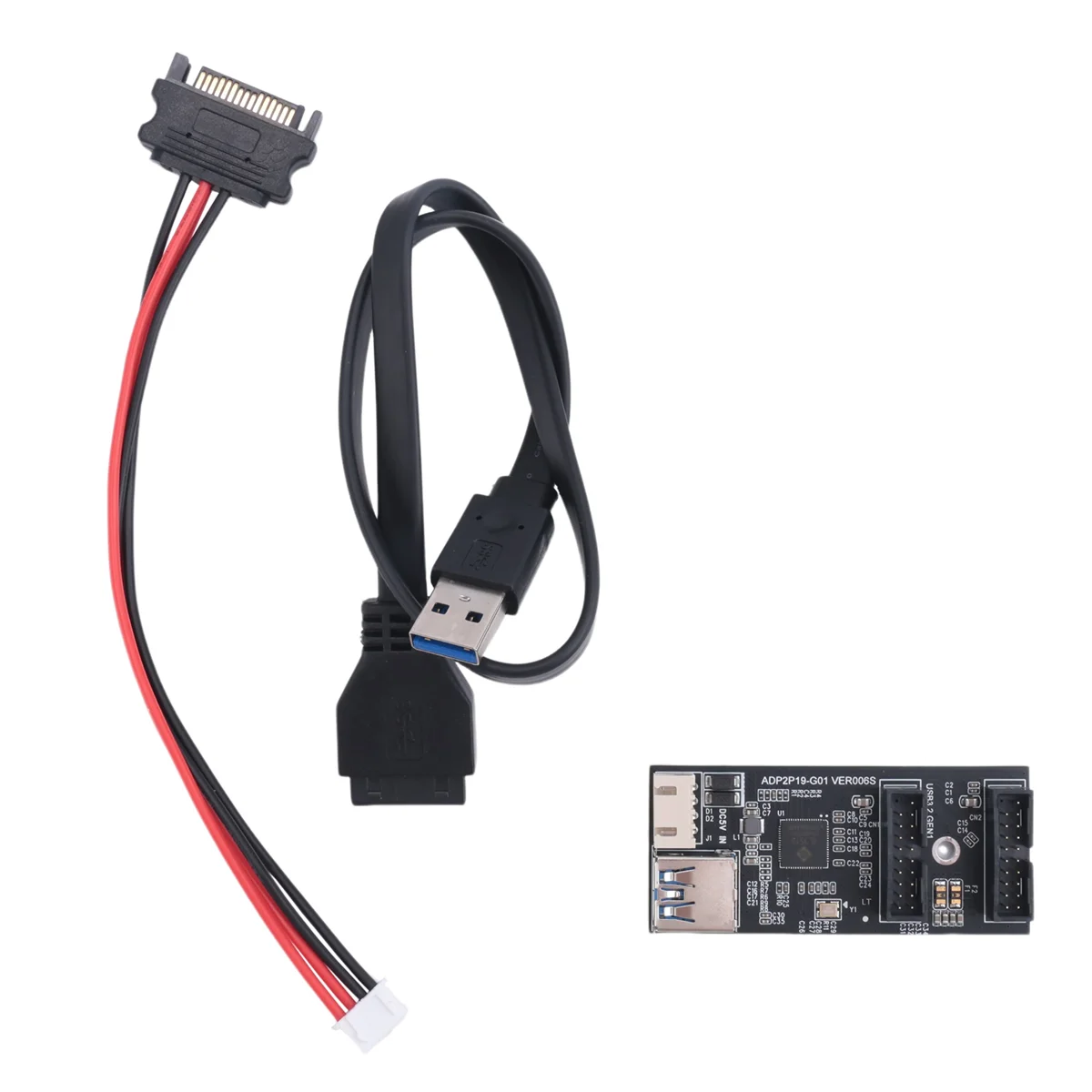 ABDH! 19Pin to Type E + 19Pin Motherboard 1 to 2 Splitter USB 3.2 GEN 1 Hub Adapter A-KEY 19Pin to Dual 19P Extension Card