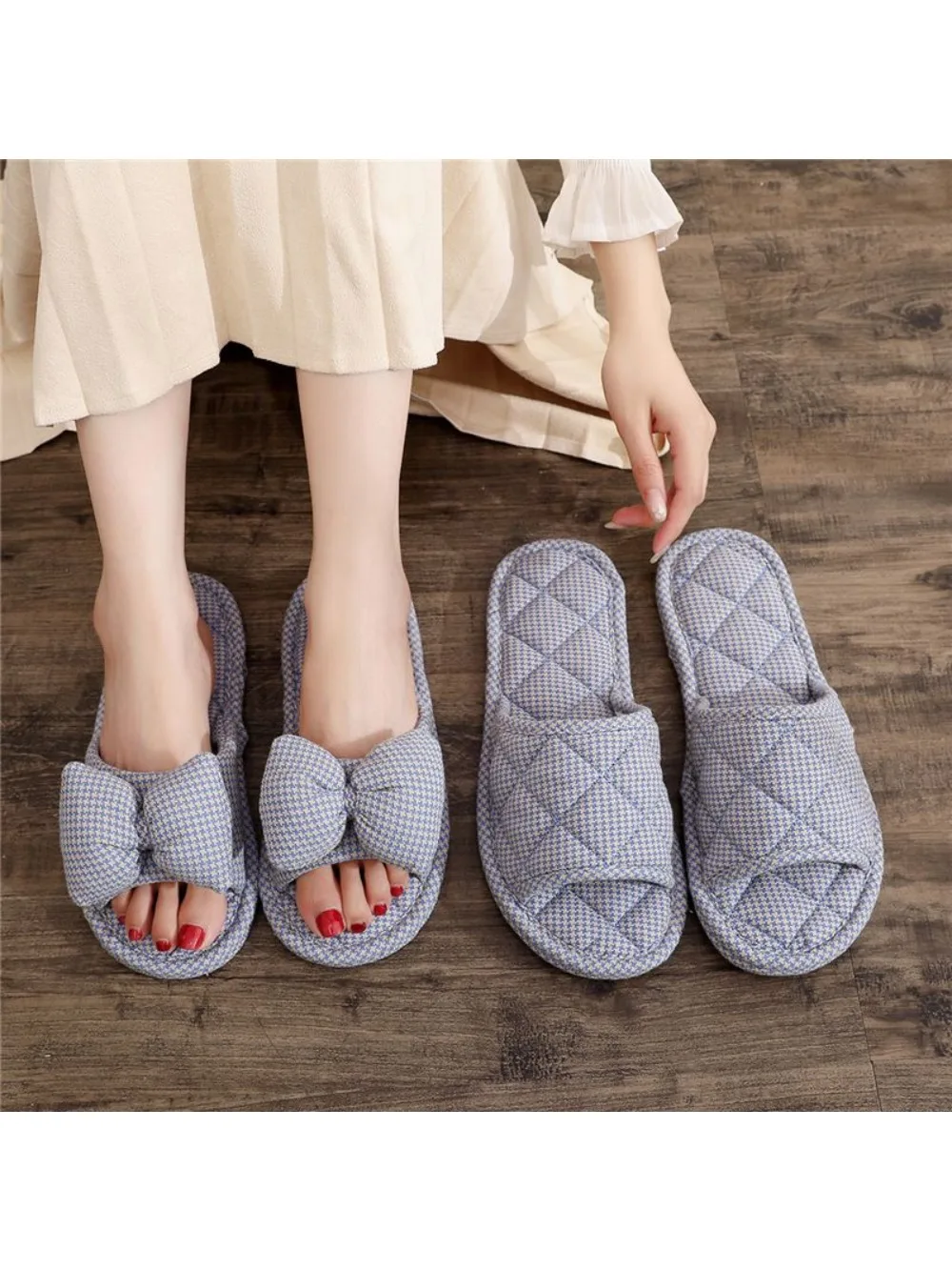 Korean Version of Anti Slip Fabric Sole with Soft Soles for Men and Women, Indoor Silent Floor Slippers for Couples, All Seasons