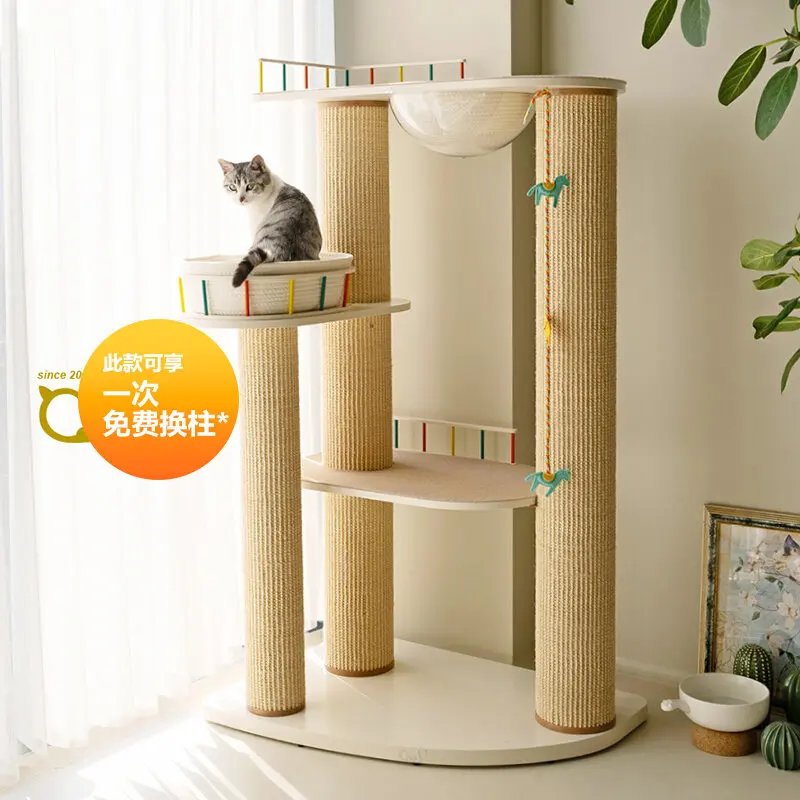 Cat Furniture Amusement Park, Super Scratch-resistant, Solid Wood Cat Scratch Column, Universal for Multiple Cats