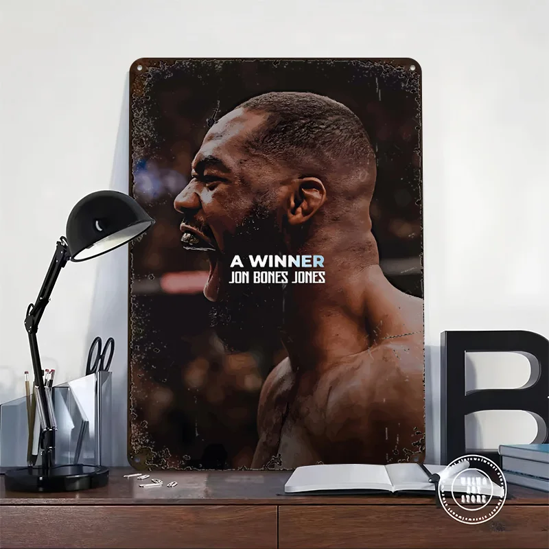Jon Bones Jones: A Winner Metal Poster Customized Wall Art Retro Vintage Metal Signs for Man Cave Home Decor Accessories House