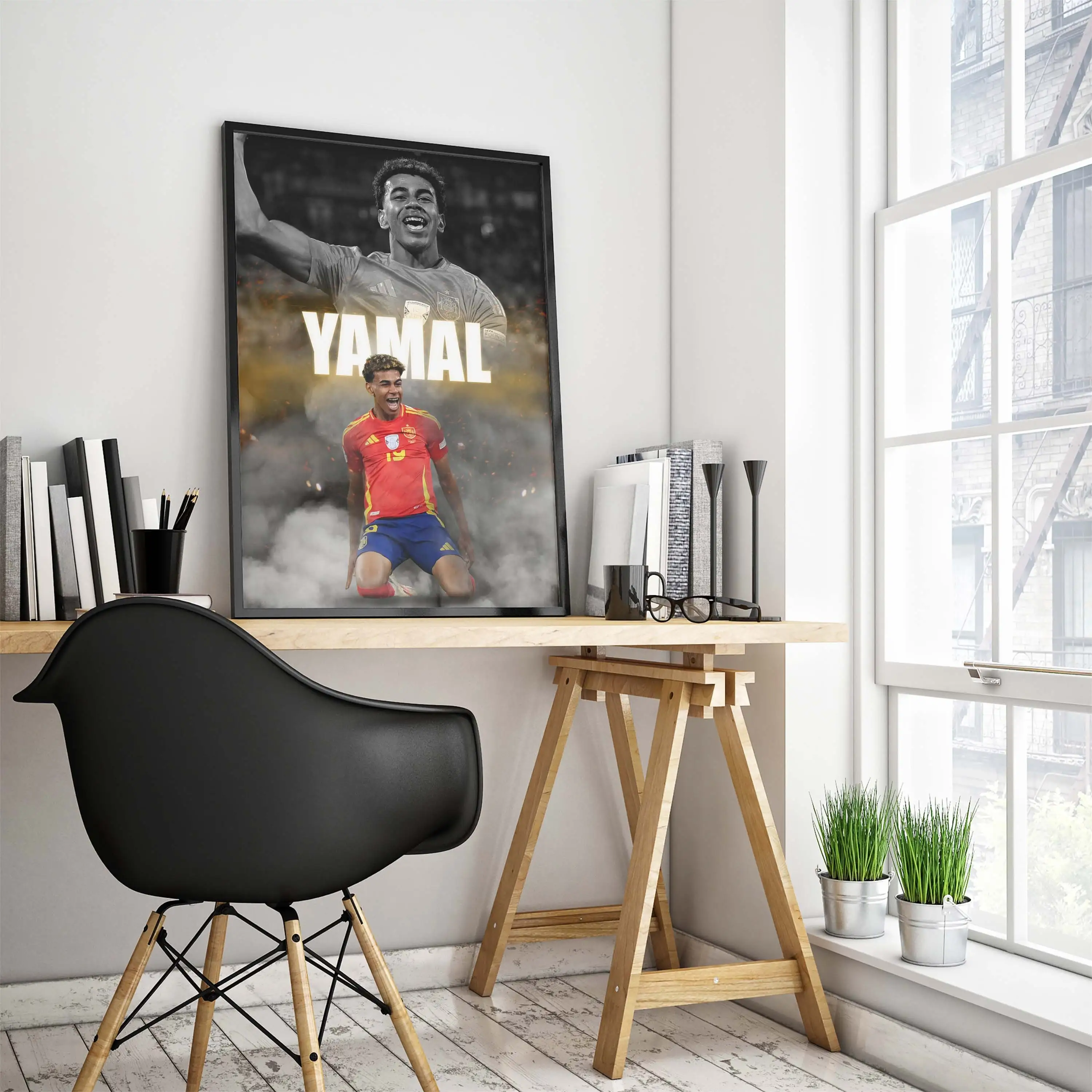 HEROCROSS Soccer Players Poster Football Stars Art Canvas Painting Sports Wall Art Yamal Pictures for Living Room Home Decor