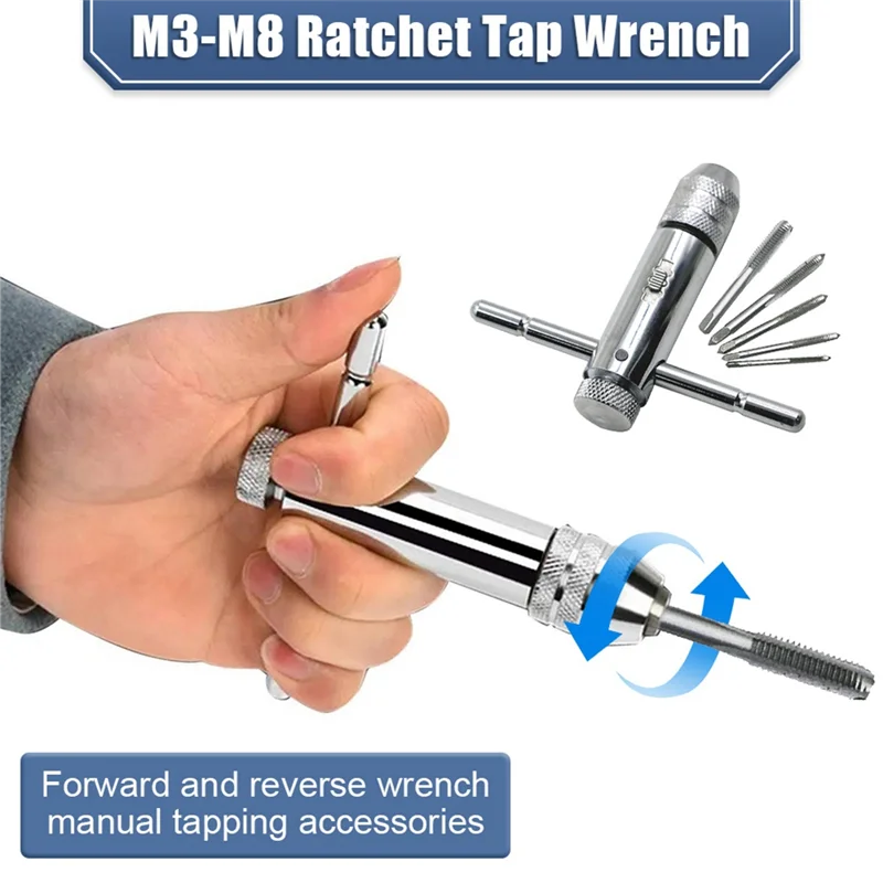 AC88-Adjustable Ratchet Hand Tap Wrench Tap Wrench M3-M8 With Forward And Reverse Wrench