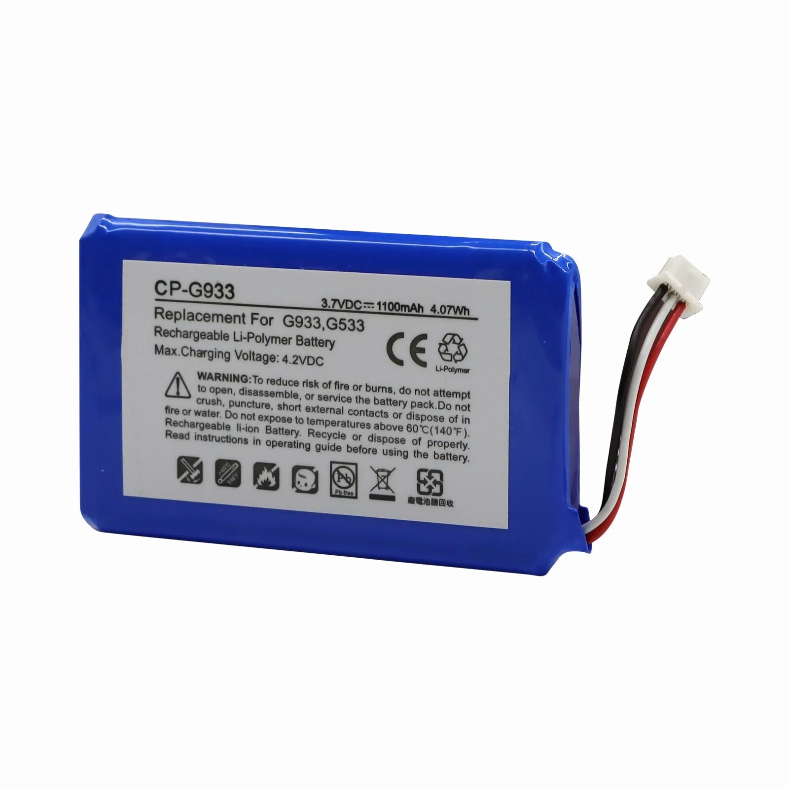 2500mAh Battery For Logitech G933 Artemis Spectrum Headset 533-000132/G933