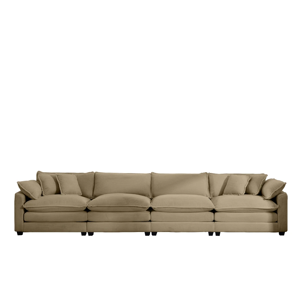 

Corduroy sofa, modern cushioned 4-seater fabric sofa, comfortable sofa for office, living room, and apartment, easy to assemble