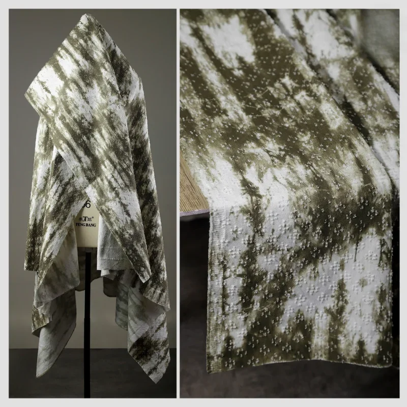 

Зеленый Синий Белый Tie Dye Крючок и Цветок Джинсовая Ткань Жаккардовая Куртка Брюки Одежда Дизайнерская Ткань