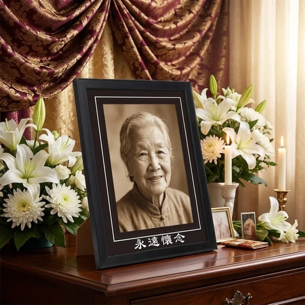 Nostalgic Style Rectangular Memorial Photo Frame Deceased Vintage Picture Storage Frame Classic Display Holders Wall Mounting