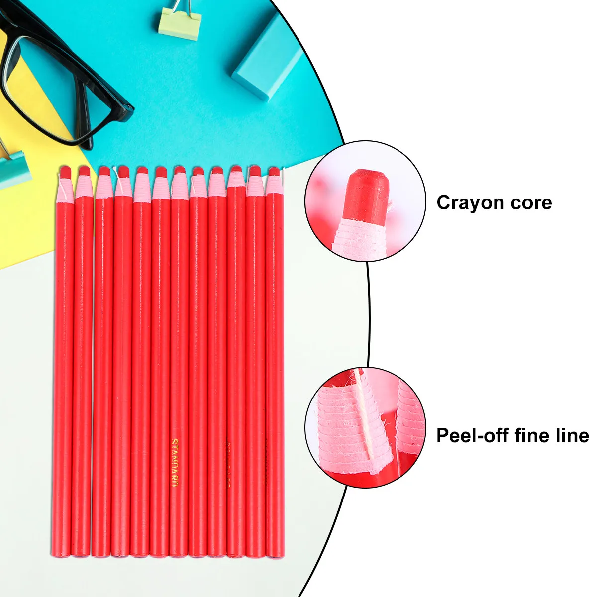 1 Box Fabric Marking Peel Off Wax Pencil Multi-Surface Craft Sewing Erasable Marking Pen Home Store Use Friction Pens Clothing