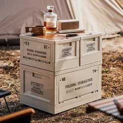 Foldable Camping storage box trunk organizer picnic camp box car folding storage bin outdoor bench chopping board storage case