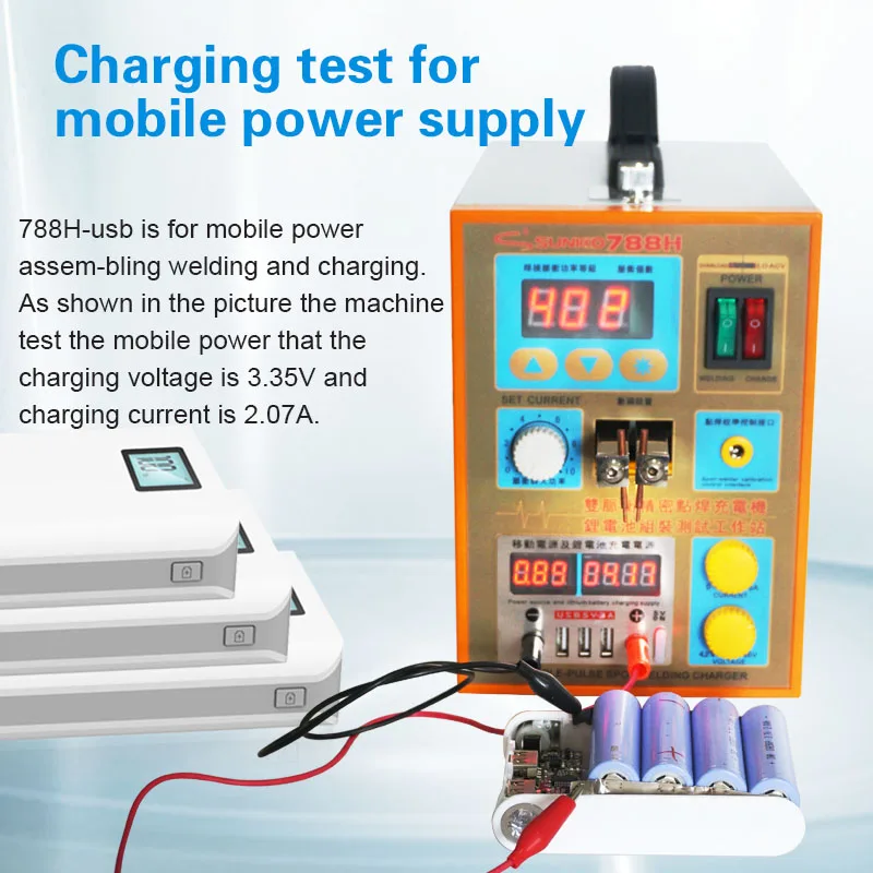 

Spot Welding Machine 788H-USB Small Household Spot Welder 220V/110V Battery Spot Welder Charging Treasure Charging Test 1PC