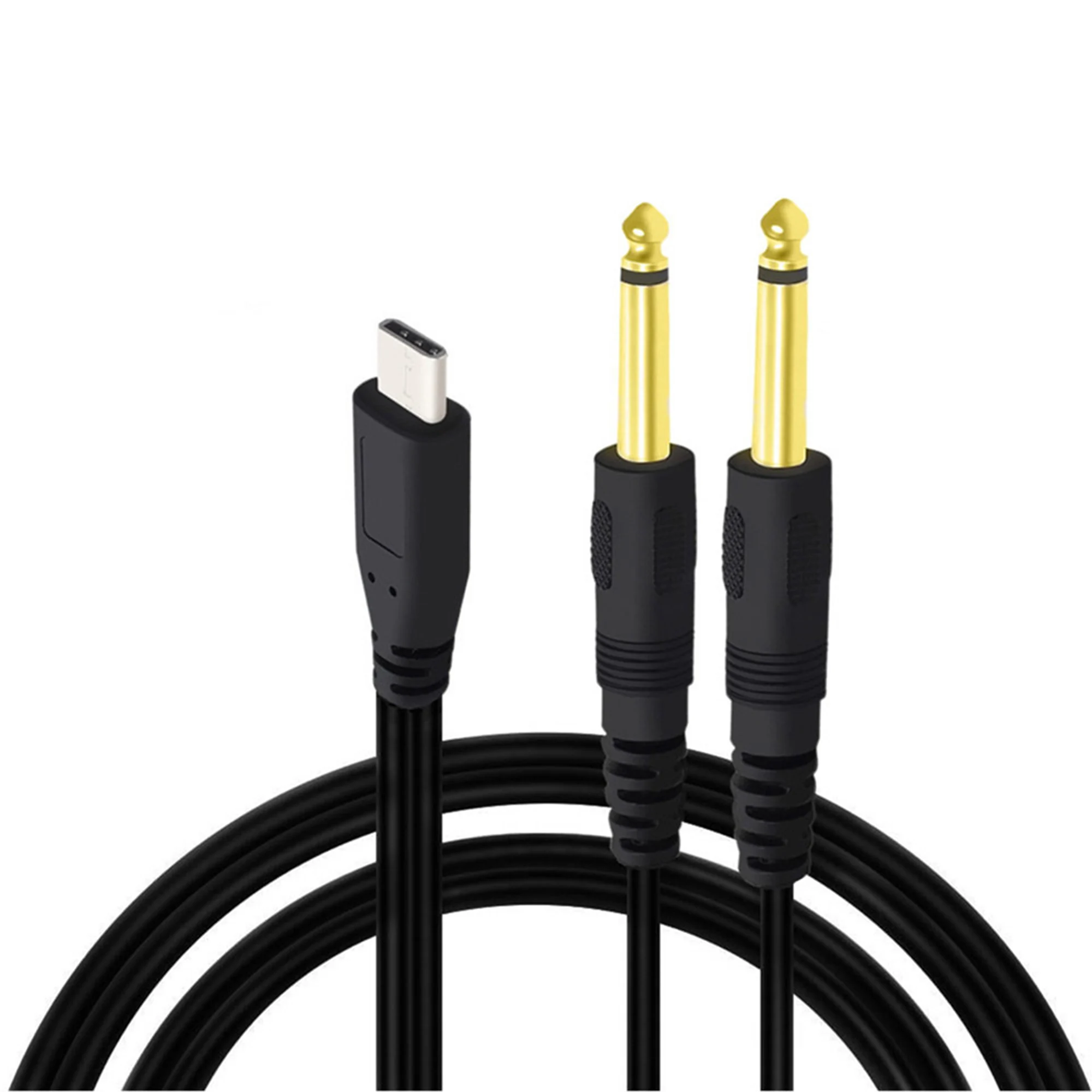 

USB C to Dual 6.35mm 1/4" TS Mono Y-Splitter Audio Cable for Smartphone Tablet Laptop Link to Amplifier Mixing Console Speaker