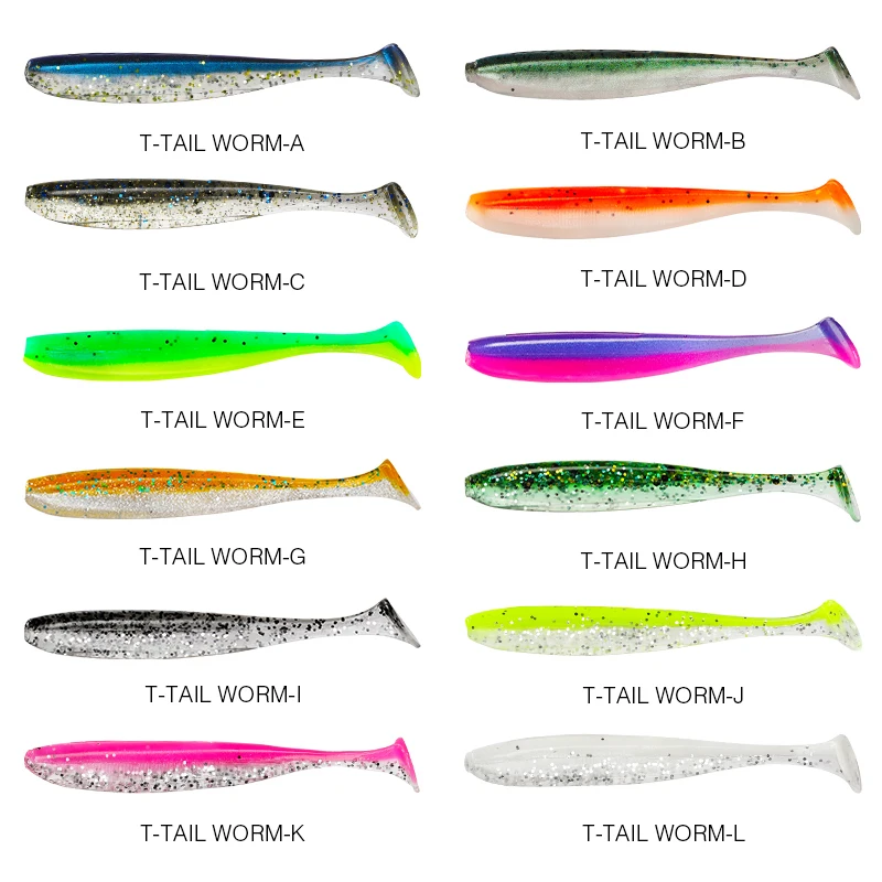 TSURINOYA NEW SIZE 88mm 3.6g T Tail Worm Soft Lures Easy Shiner Artificial Soft Baits Odor Added For Bass Fishing Wobblers