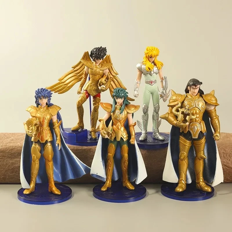 5pcs/lot 2 generation gold Saint Seiya Purple Dragon Shaja action figure scene doll plastic hand decoration toy gift