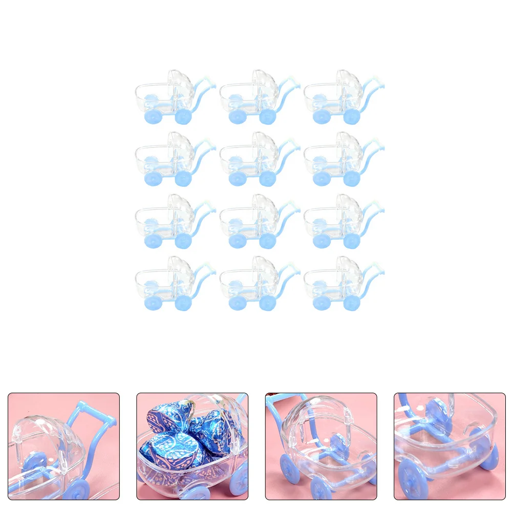 12 Peças de Caixas de Armazenamento de Doces de Plástico Transparente em Forma de Carrinho de Compras para Crianças, Simulação de Carrinho para Coordenação Motora