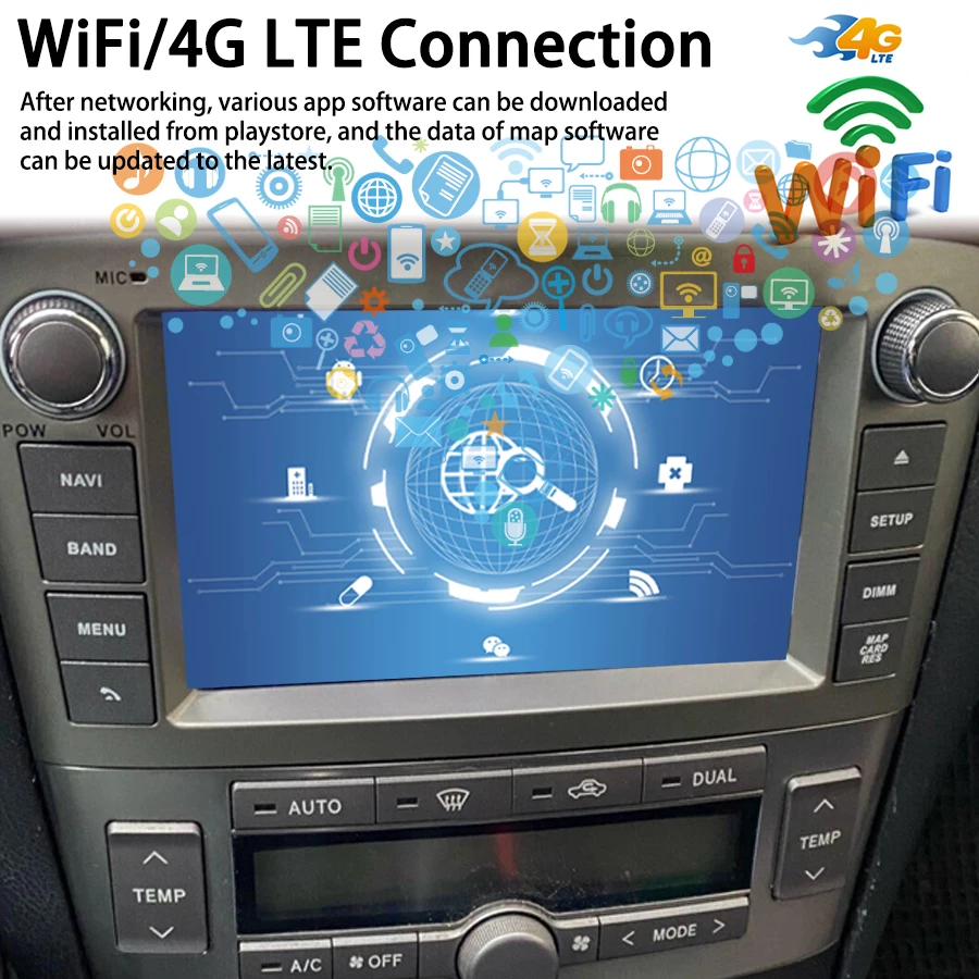 For Toyota AVENSIS 2007 2006 2005 128GB 2Din Android 13 Car Radio Stereo Screen GPS CarPlay Bluetooth Multimedia Video Player