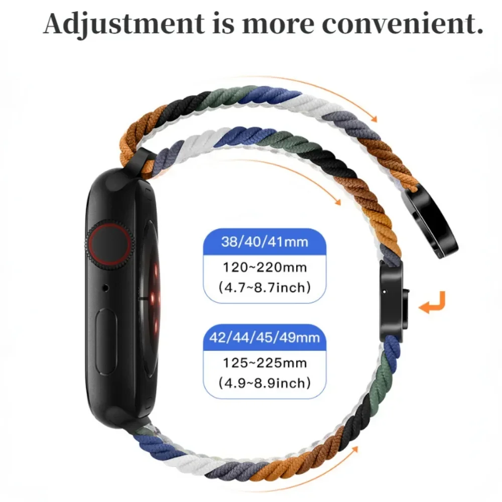 Pulseira de Nylon Trançado para Apple Watch, 10, 42mm, 46mm, Ultra 2, 49mm, 44mm, 45mm, 42mm, 40mm, 41mm, iWatch 9, 8, 7, 6, 5, 4, 3, SE